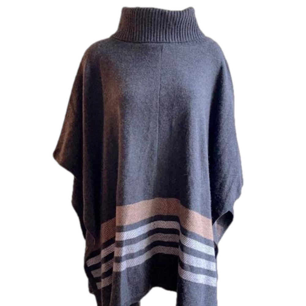 NEIMAN MARCUS Cashmere collection striped poncho.S/M